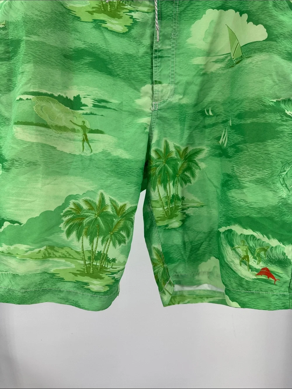 Tommy Bahama green tropical print Orange Mesh Relax Label Swim Shorts 38 beach